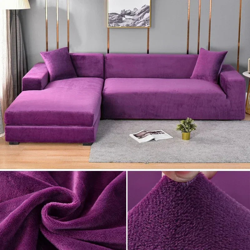 Stretch-veloursofföverdrag med lyxig finish – Sofina
