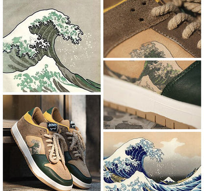 Konstfulla unisex platå-sneakers med vågmotiv – Daiki