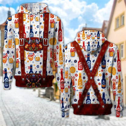 3D-Trachten-hoodie med ölkrustryck – ProstZeit Oktoberfest 2026