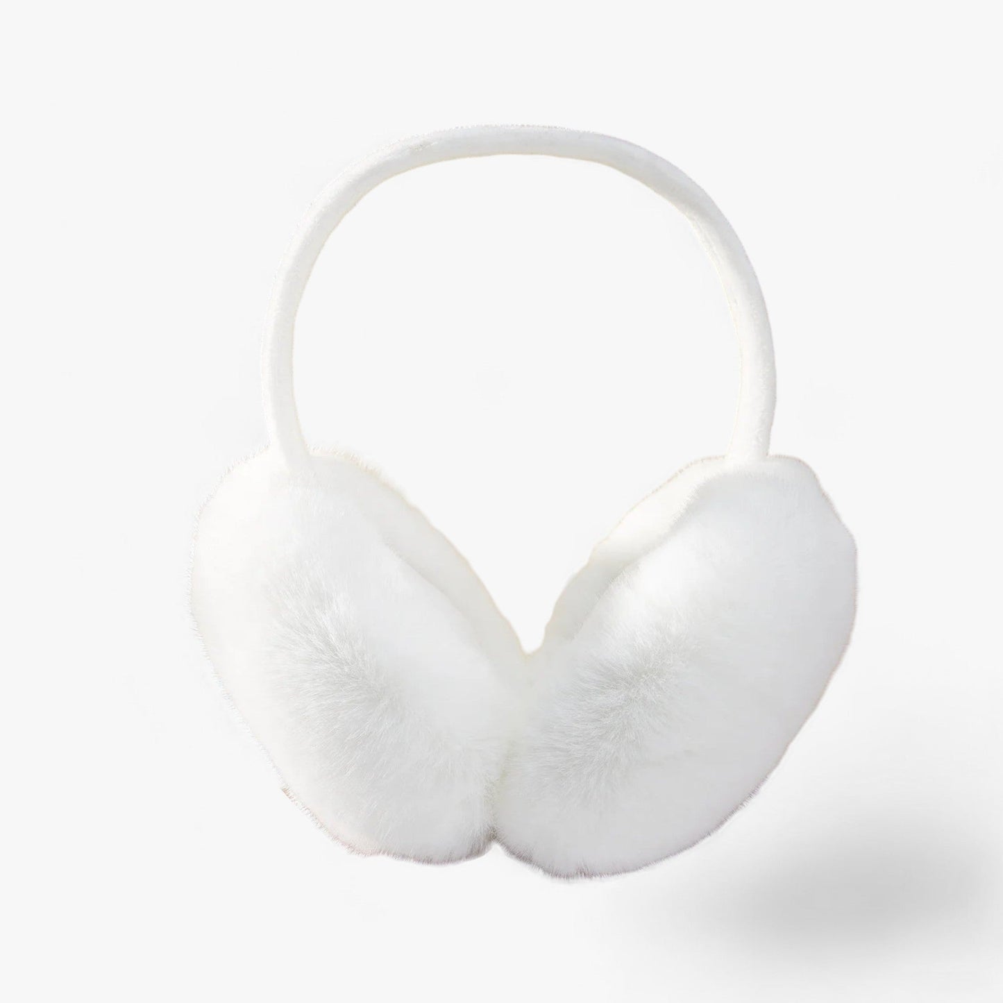 Weiße flauschige Ohrenschützer, Winteraccessoire, warm, modisch, Unisex.