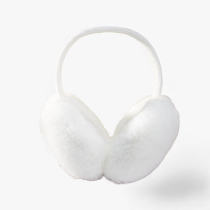 Weiße flauschige Ohrenschützer, Winteraccessoire, warm, modisch, Unisex.