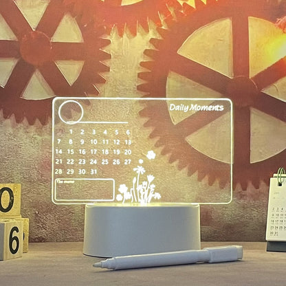 LED-Kalenderlampe aus Acryl mit Gravur, warmweiß, dekorativ, für Schreibtisch oder Büro.