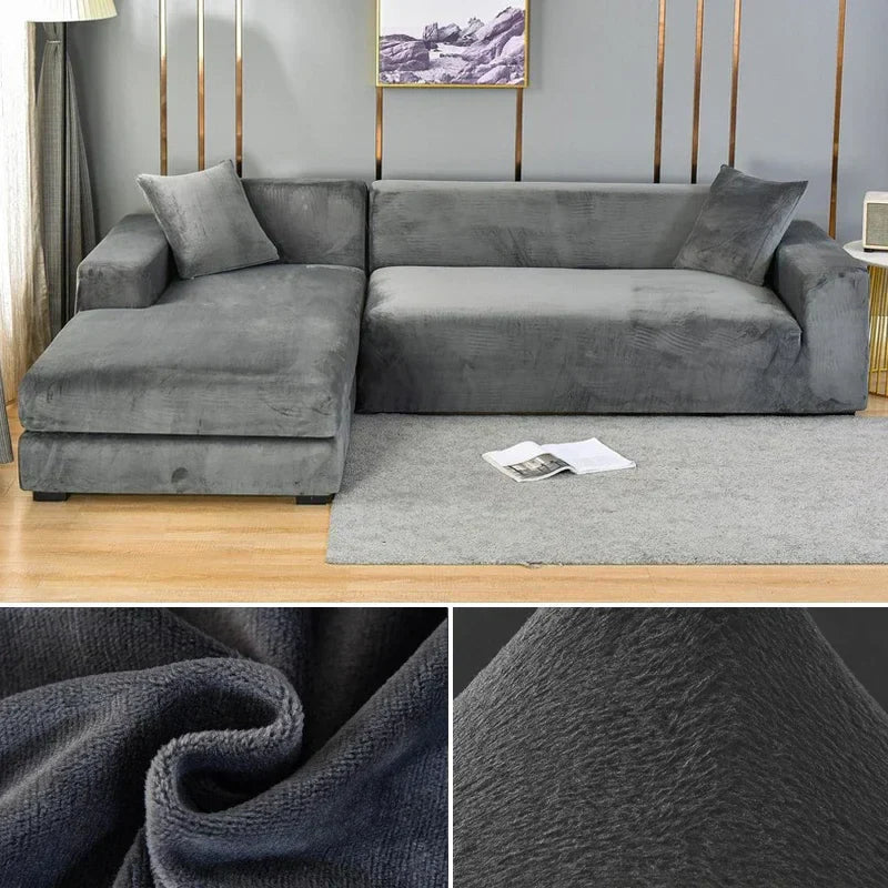 Stretch-veloursofföverdrag med lyxig finish – Sofina