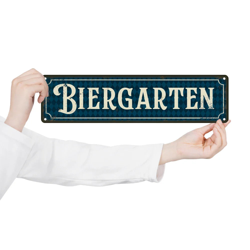 Vintage metallskylt – ölträdgårdsgrind Oktoberfest 2026