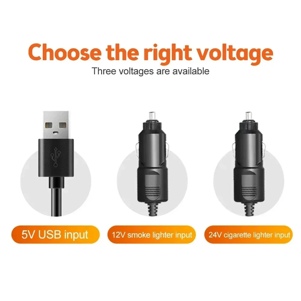 360° justerbar bilfläkt med 3 huvuden USB/12V/24V – AirFlow