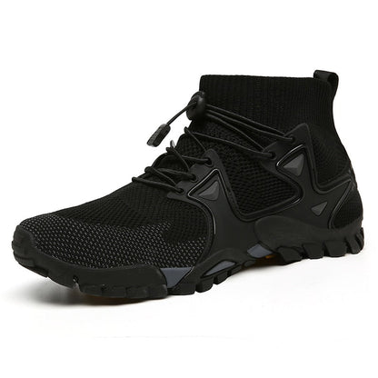 Schwarzer Outdoor-Wanderschuh, atmungsaktiv, rutschfest, für Herren.