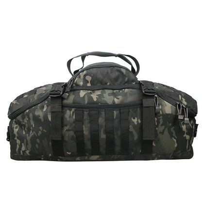 Tarnmuster Reisetasche, schwarz-grün, robust, Outdoor, Sport, große Kapazität, Reißverschluss.