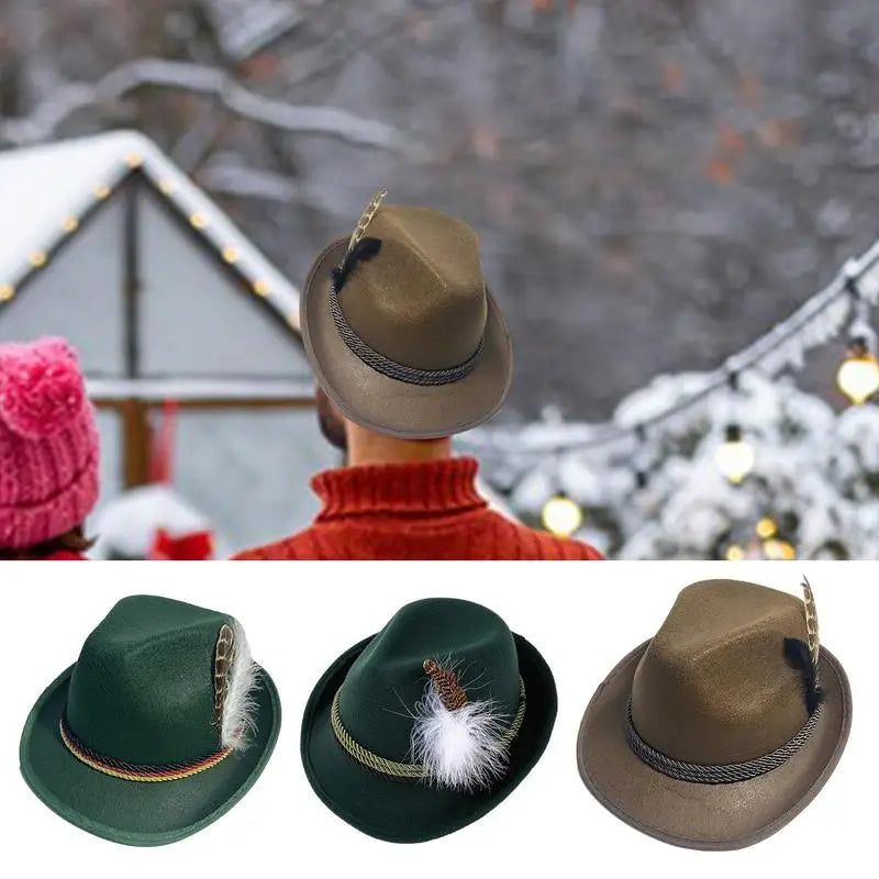 Traditionell bayersk hatt med fjäder – AlpenHut Oktoberfest 2026