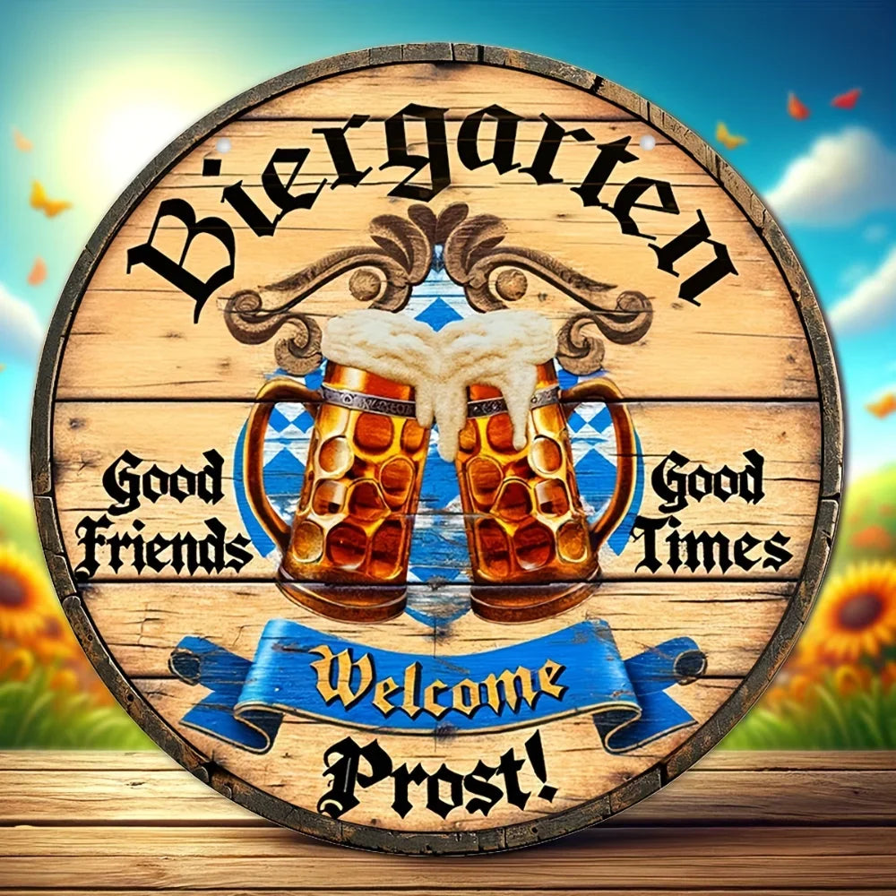 Metallisk väggskylt 'Biergarten Prost' – Prost-skylt Oktoberfest 2026
