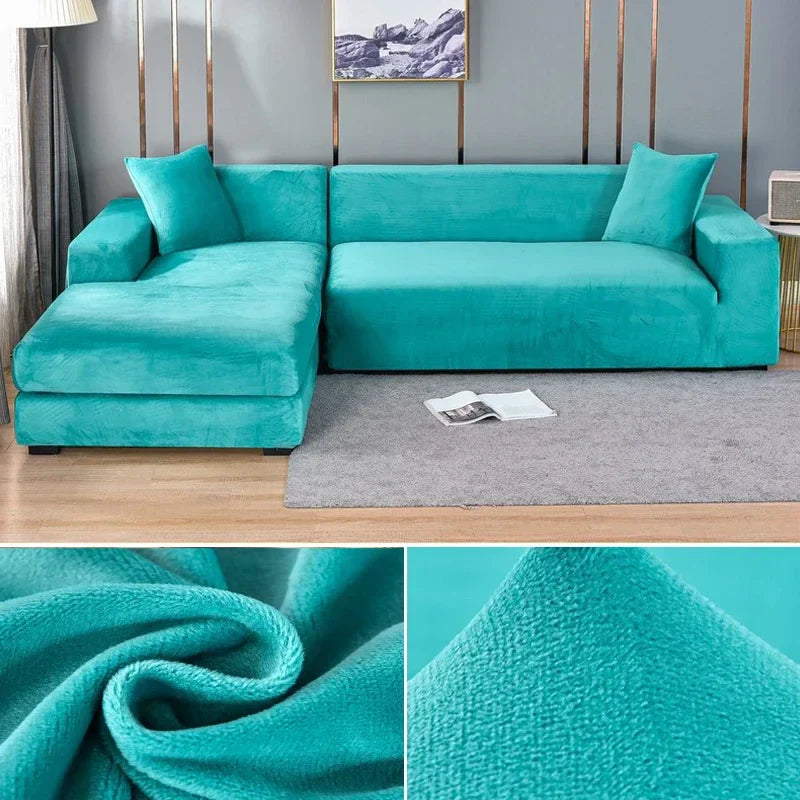 Stretch-veloursofföverdrag med lyxig finish – Sofina