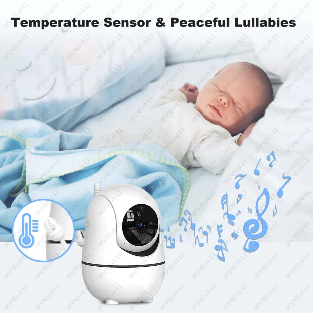 5-tums HD-videobabymonitor med kamera, PTZ-zoom och nattseende
