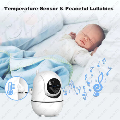 5-tums HD-videobabymonitor med kamera, PTZ-zoom och nattseende