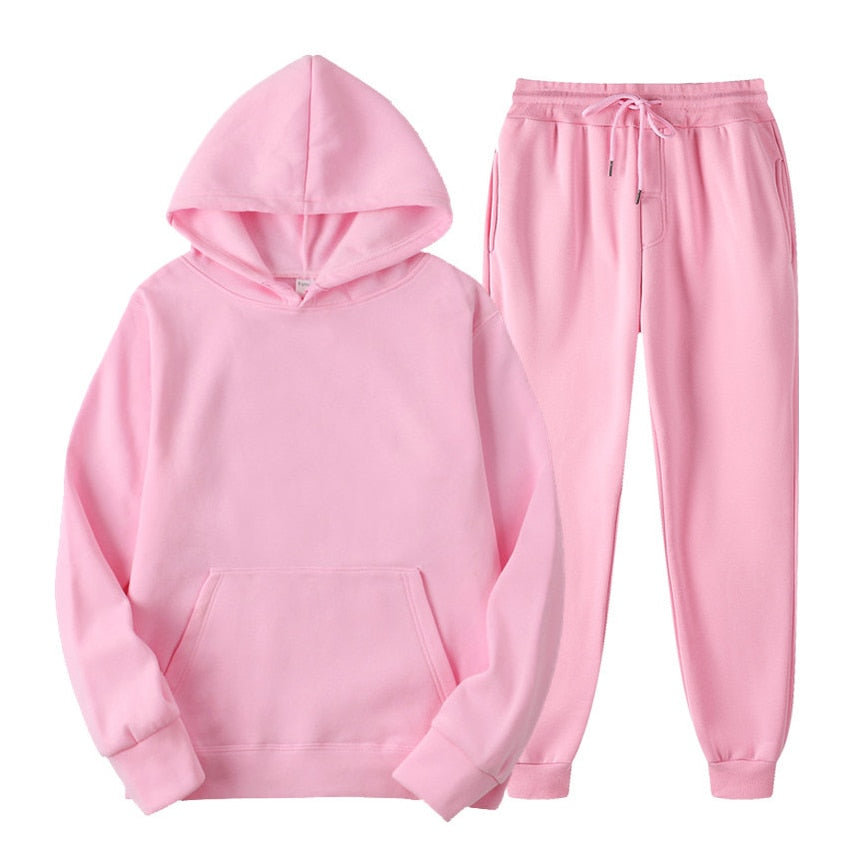 Rosa Kapuzenpullover und Jogginghose Set, Unisex, Baumwolle, Freizeitkleidung, bequem.