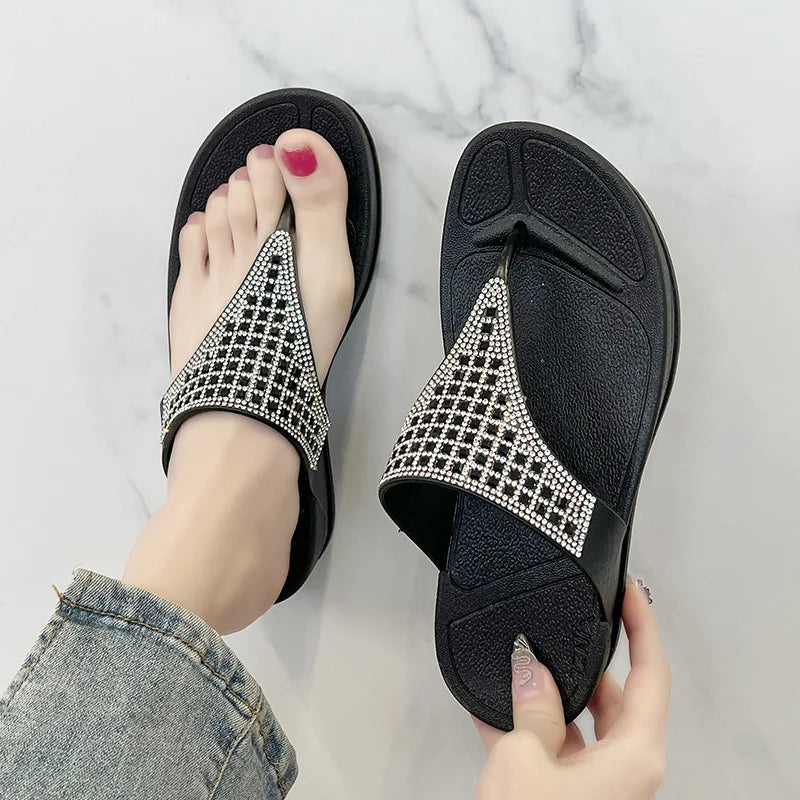 Bekväma damplattformssandaler med strass – Genève