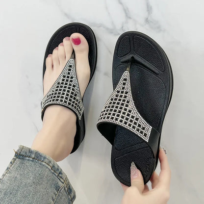 Bekväma damplattformssandaler med strass – Genève