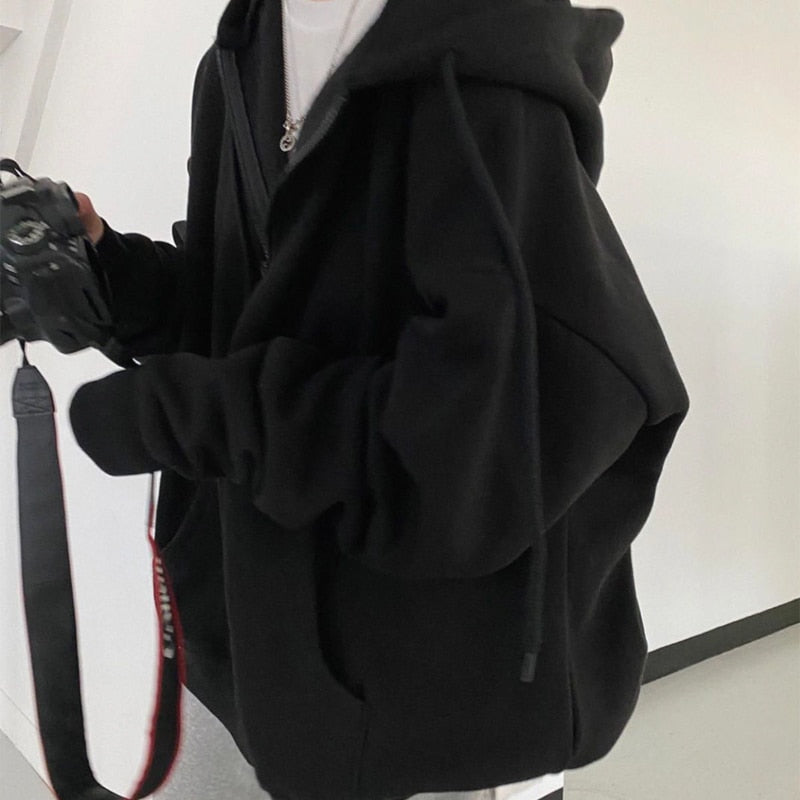Schwarzer Kapuzenpullover, Unisex, lässig, warm, mit Kamera, modisch, Streetwear.