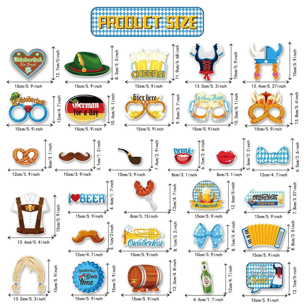Fotorekvisita-set i Oktoberfest-design (30-delat) - 1+1 gratis - GaudiSpaß Oktoberfest 2026