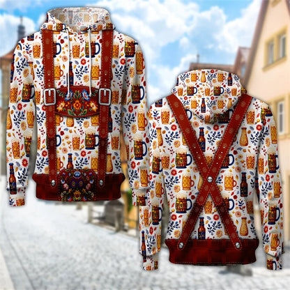 3D-Trachten-hoodie med ölkrustryck – ProstZeit Oktoberfest 2026