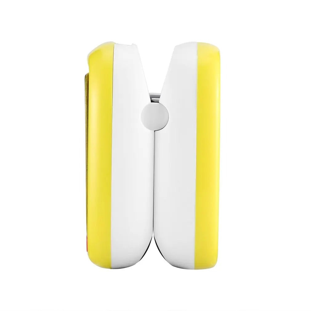 Gelb-weißer Handtacker, ergonomisch, Kunststoff, Bürobedarf, kompakt, effizient.