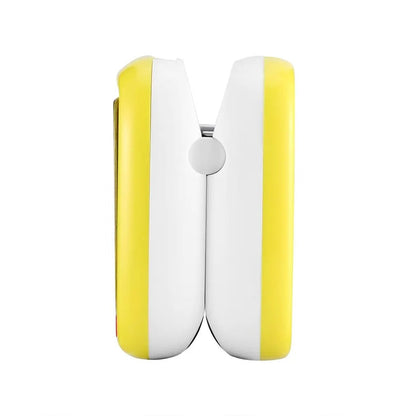 Gelb-weißer Handtacker, ergonomisch, Kunststoff, Bürobedarf, kompakt, effizient.