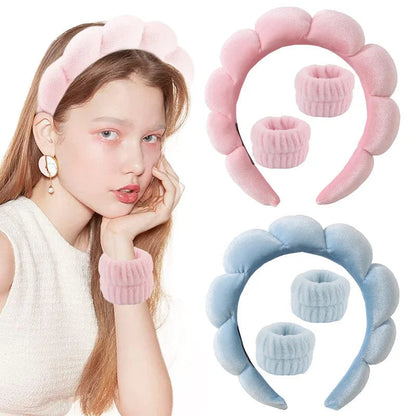 Plush Spa Huvudband och handledsband-set - Fluffiea