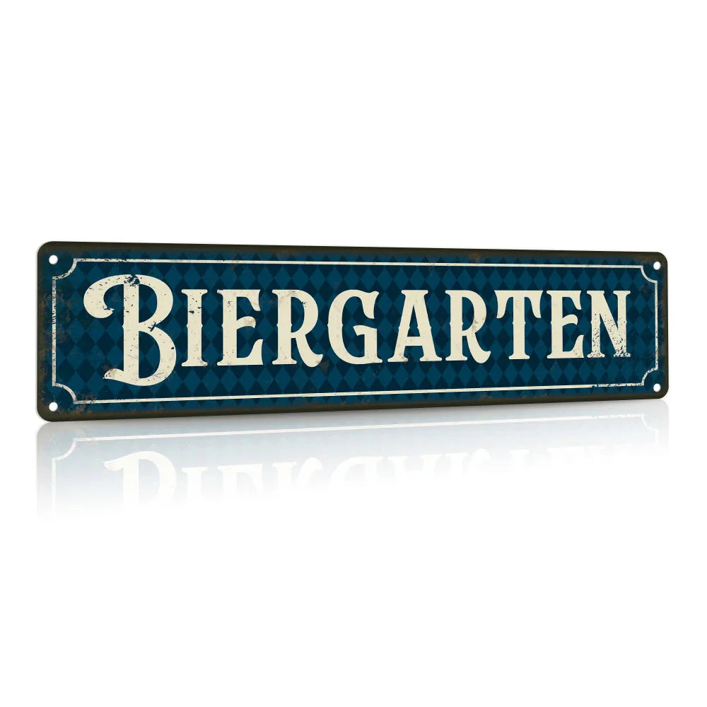 Vintage metallskylt – ölträdgårdsgrind Oktoberfest 2026