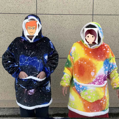 Oversized fleecefilt med huva och fickor – SnugJoy