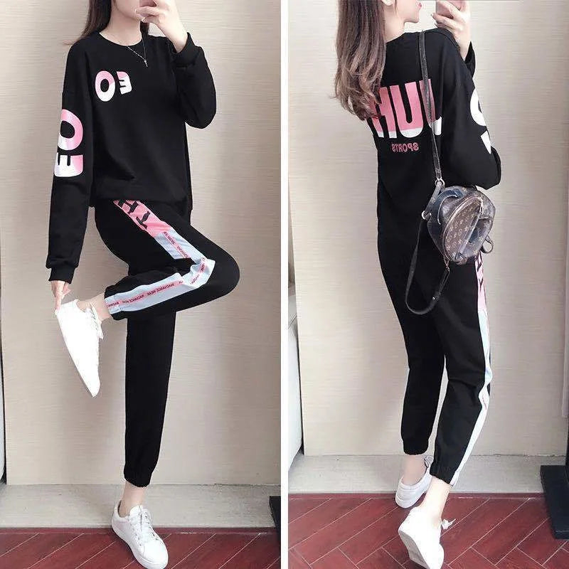 Träningsset för dam, tvådelat set med sweatshirt och byxor – Leona