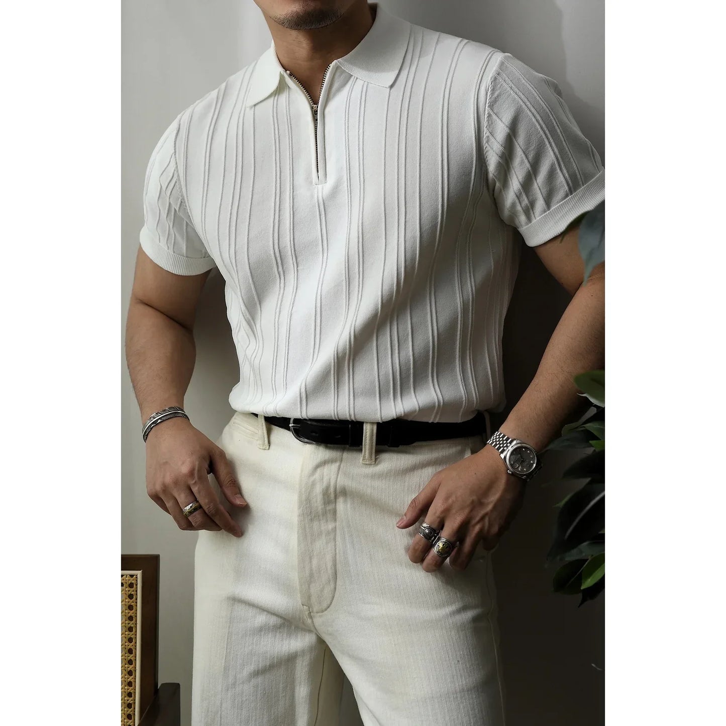 Slim Fit herrskjorta med dragkedja – Fabrizio