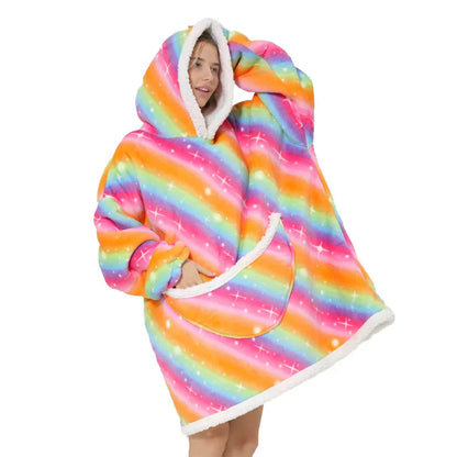 Oversized fleecefilt med huva och fickor – SnugJoy