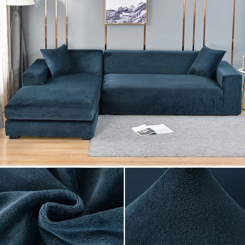 Stretch-veloursofföverdrag med lyxig finish – Sofina