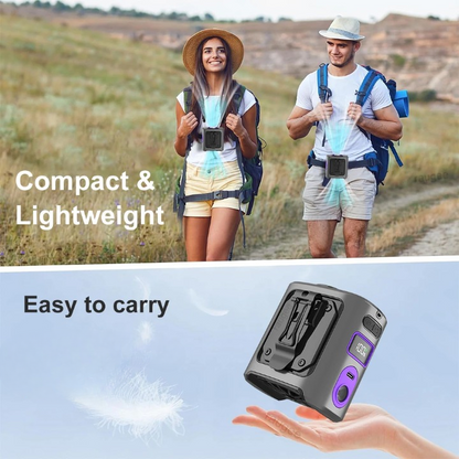 8000 mAh bärbar kylfläkt för midjebälte med powerbank och LED-ljus – FrostBreeze