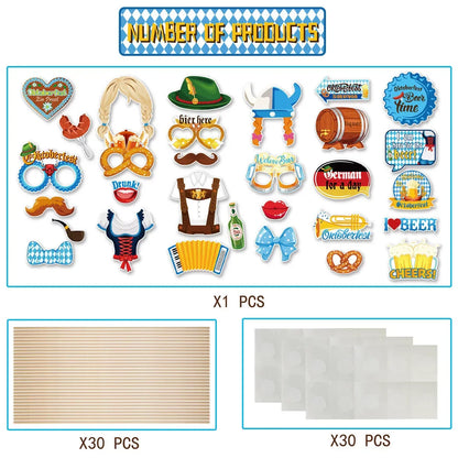 Fotorekvisita-set i Oktoberfest-design (30-delat) - 1+1 gratis - GaudiSpaß Oktoberfest 2026