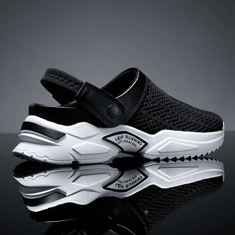 Schwarzer Sneaker mit weißer Sohle, atmungsaktives Mesh, sportlich, Unisex, rutschfest.