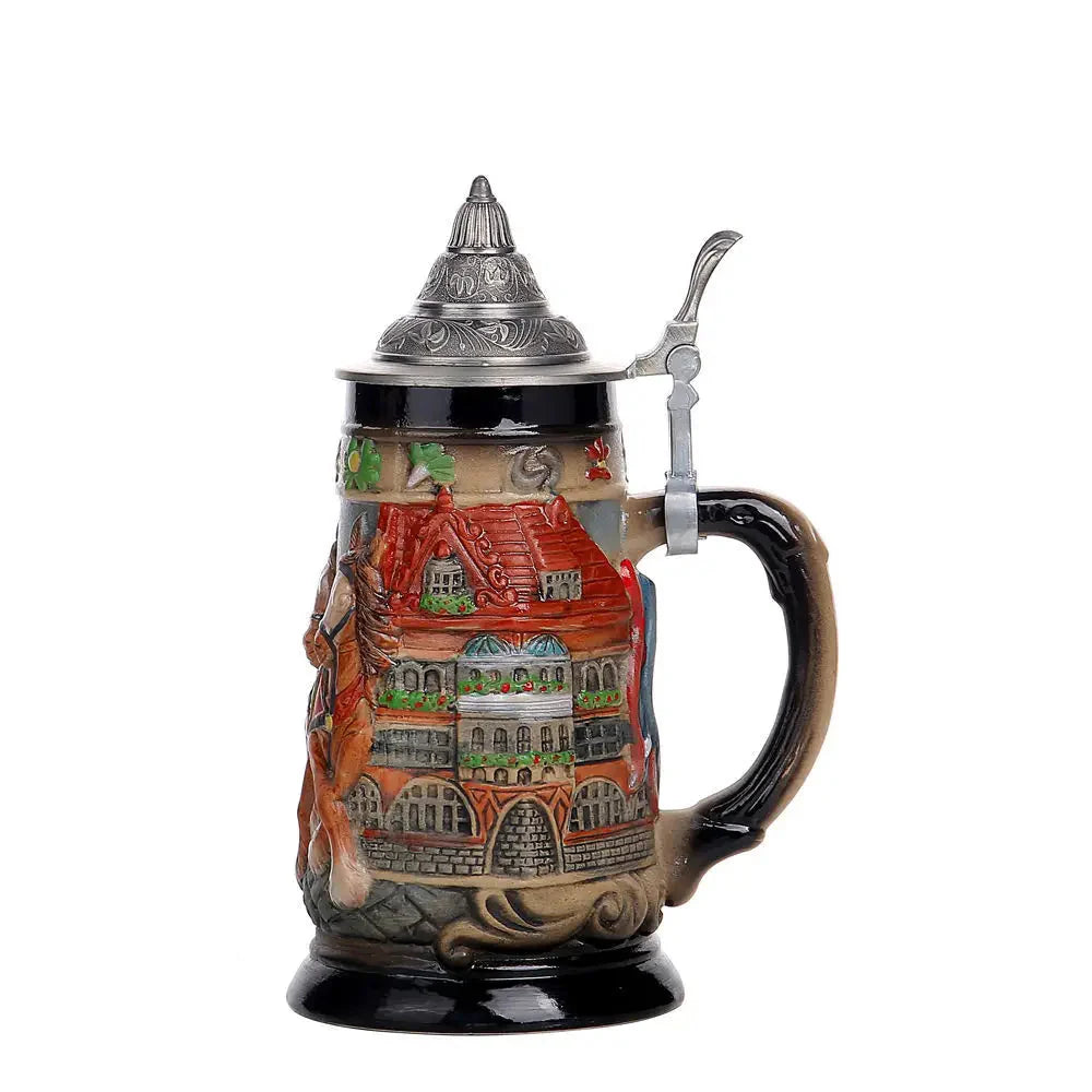 Ölkrus med relief och tennlock (0,8 l) – GaudiKrug Oktoberfest 2026