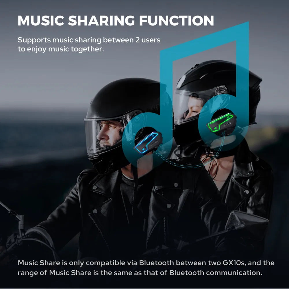 Bluetooth-motorcykelintercom för 10 förare & IP67 vattentät – RideSync