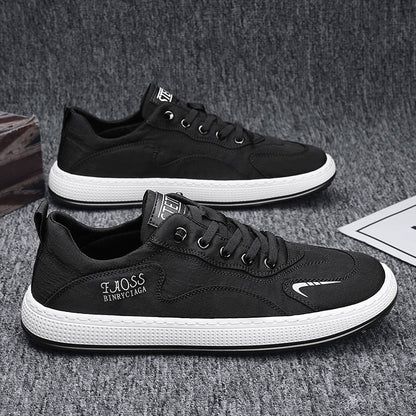 Schwarze Herren-Sneaker, Freizeitschuhe, atmungsaktiv, rutschfest, modisch, sportlich.