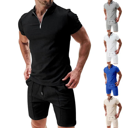Andningsbart och stiligt sommarset med polotröja och shorts för herrar – Nilo
