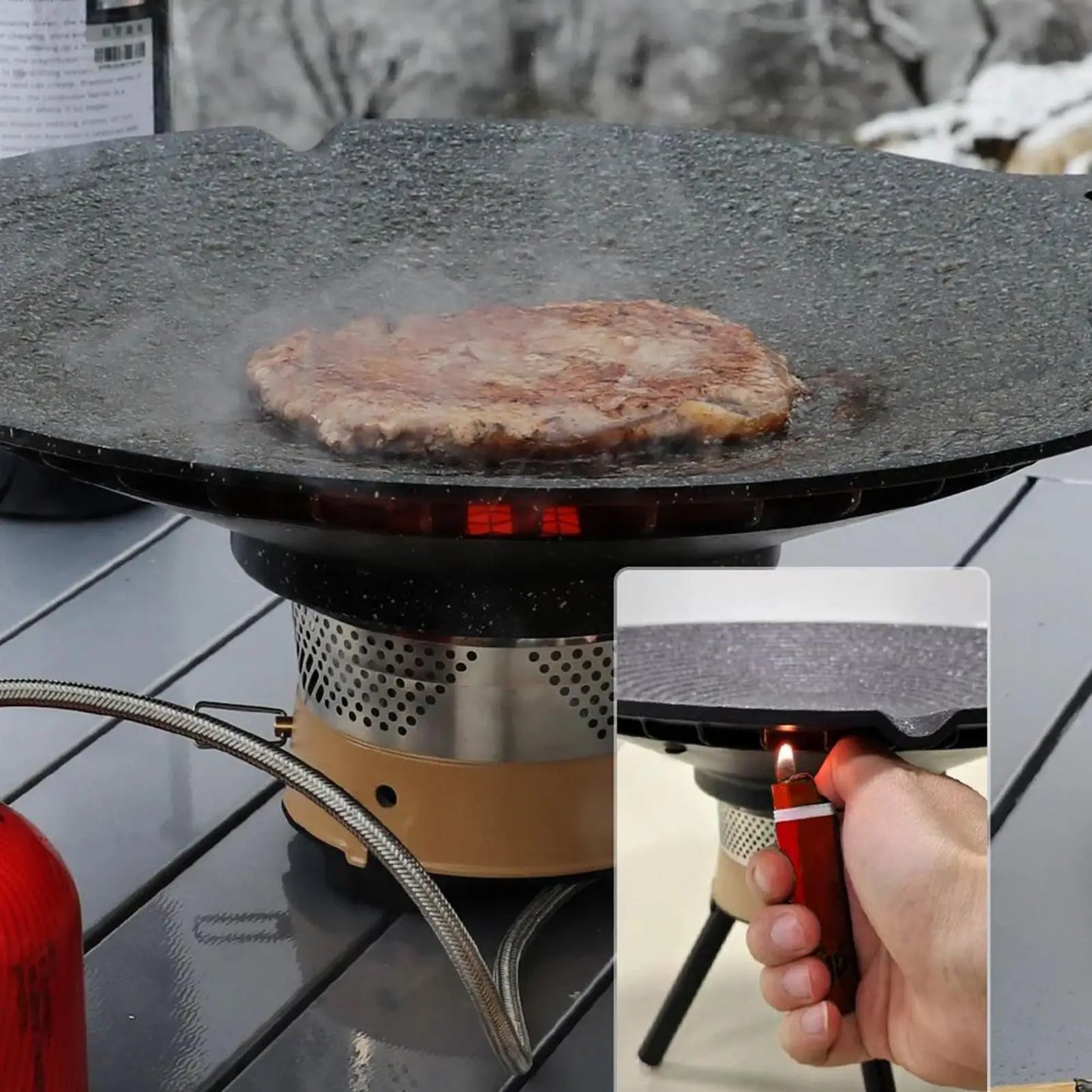 Bärbar grillpanna i aluminium med handtag för camping och grill – Arlo
