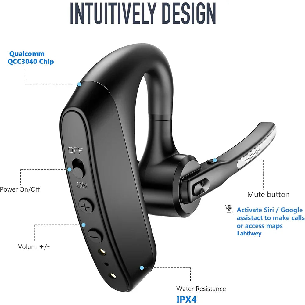 Brusreducerande Bluetooth-headset med dubbla mikrofoner – Orivo