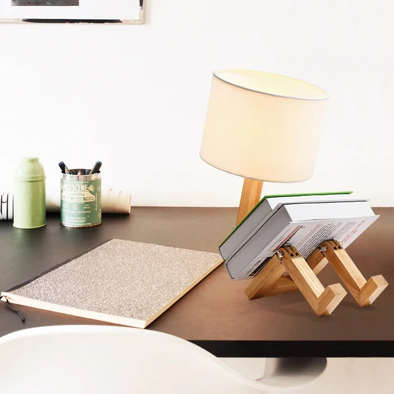 Holzlampenhalter in Form eines Lesenden, Tischlampe, modernes Design, Dekoration, Wohnzimmer.