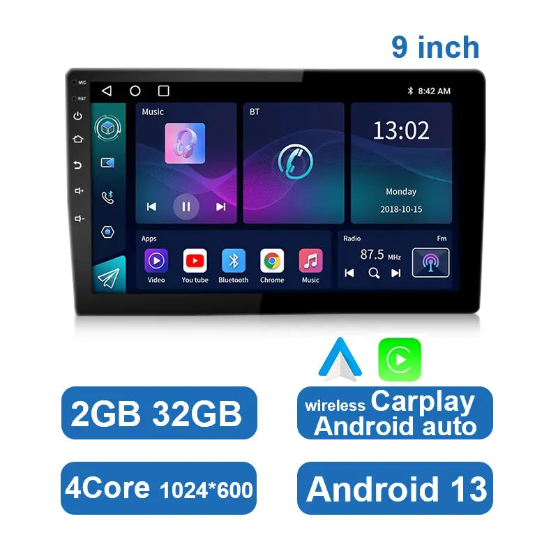 Universell Android-bilstereo med pekskärm, GPS och trådlös CarPlay