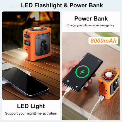 8000 mAh bärbar kylfläkt för midjebälte med powerbank och LED-ljus – FrostBreeze