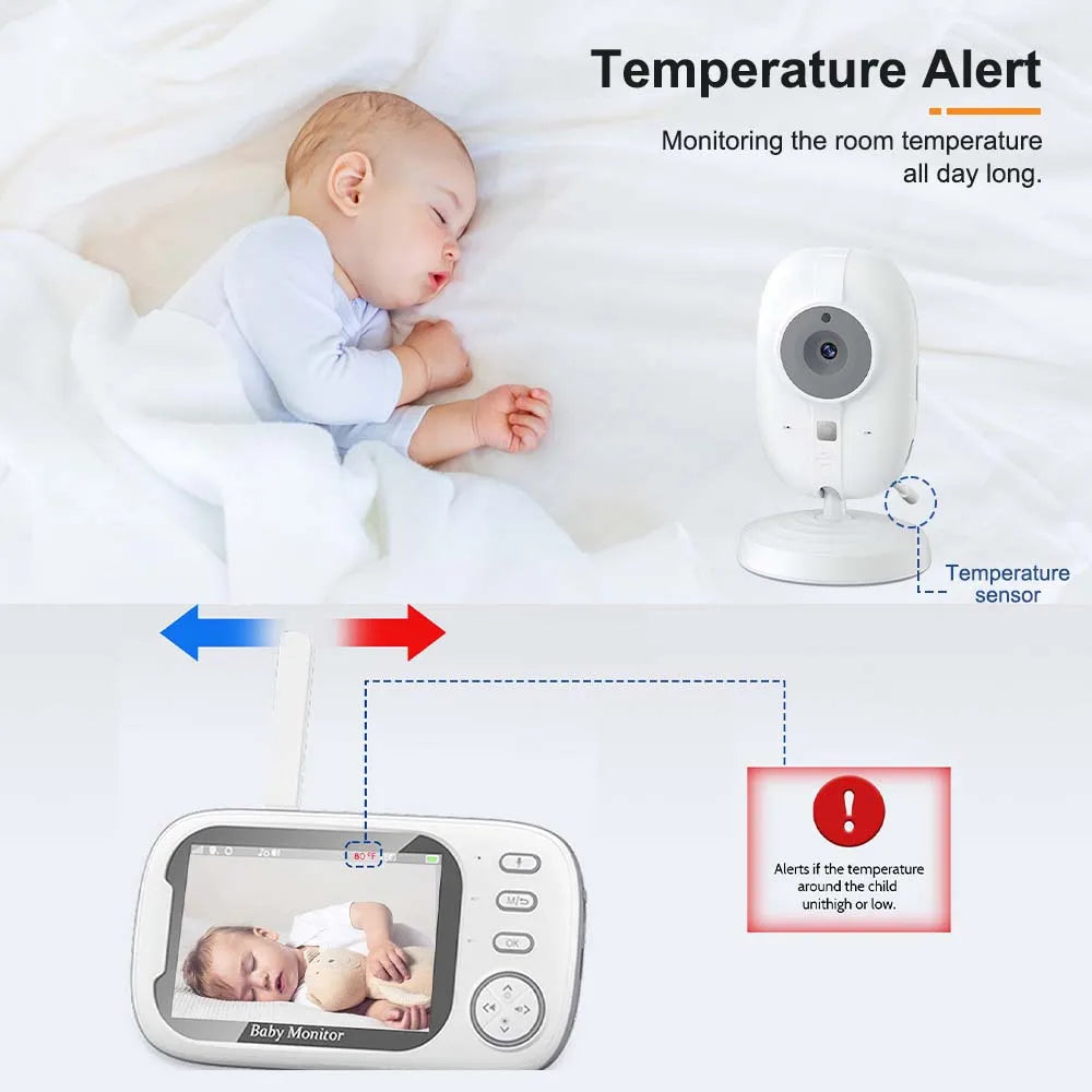 3,5-tums videobabyvakt med nattsyn, temperaturvisning och tvåvägskommunikation