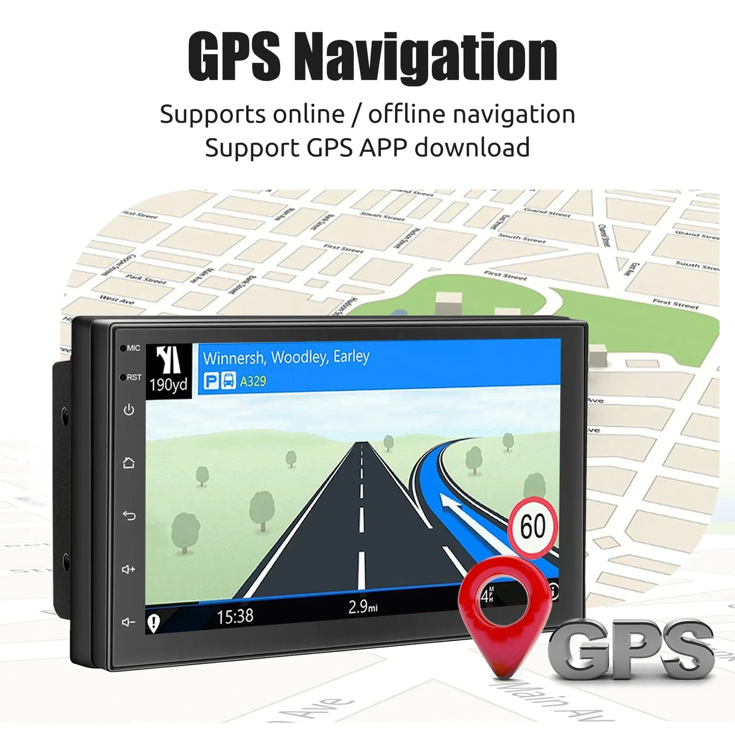 Universell Android-bilstereo med pekskärm, GPS och trådlös CarPlay