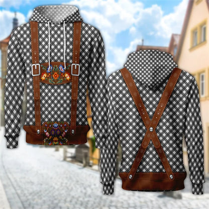 3D-Trachten-hoodie med ölkrustryck – ProstZeit Oktoberfest 2026