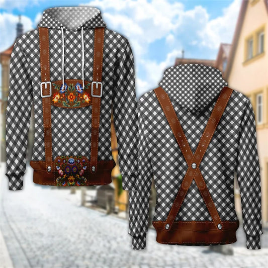 3D-Trachten-hoodie med ölkrustryck – ProstZeit Oktoberfest 2026