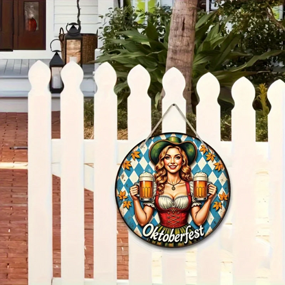 Rund väggdekoration "Oktoberfest-Madl" (20 cm) – BierMaid Art Oktoberfest 2026