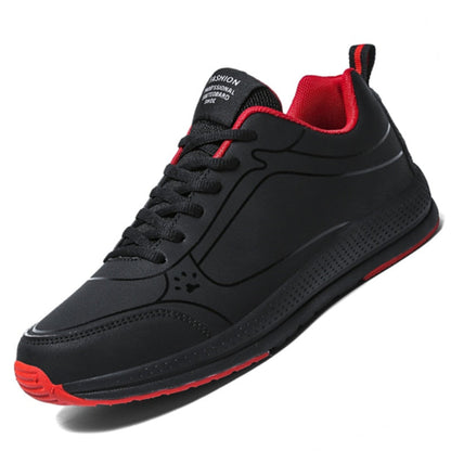 Schwarzer Sneaker mit rotem Innenfutter, Herren-Laufschuh, atmungsaktiv, rutschfest.