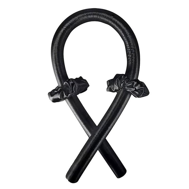 Schwarzer Leder-Haarreif mit Knoten, modisches Accessoire, elegant, Damenmode.